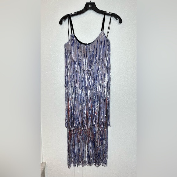 NWT Dress The Population Lavender Purple Sequin Fringe Dress NYE - Picture 4 of 10